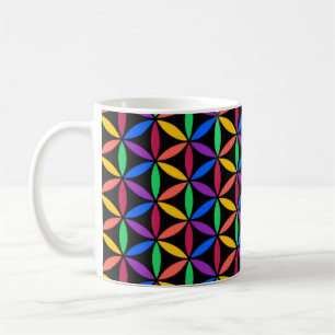 Rainbow Flower of Life Pattern Coffee Mug
