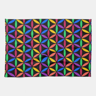 Rainbow Flower of Life Pattern Kitchen Towel