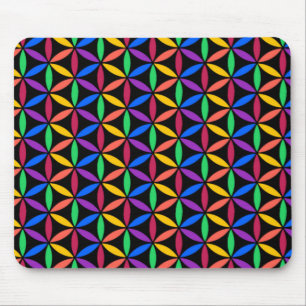Rainbow Flower of Life Pattern Mouse Pad