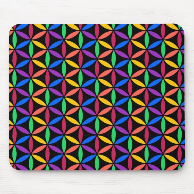 Rainbow Flower of Life Pattern Mouse Pad (Front)