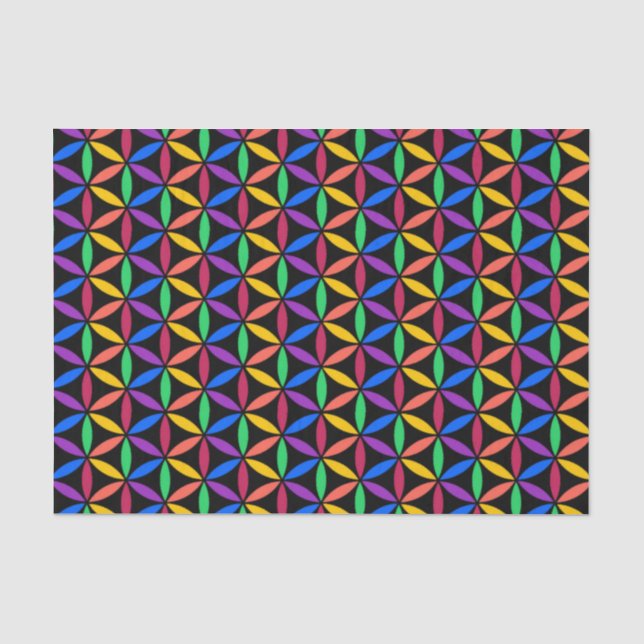 Rainbow Flower of Life Pattern Tissue Paper (Front)