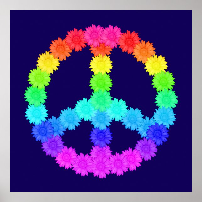 Rainbow Flower Peace Sign Poster (Front)