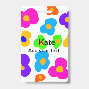 Rainbow flower pride love add name text lqbtq abst badge