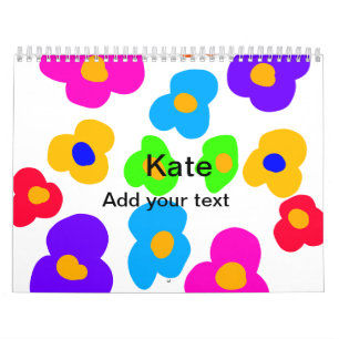 Rainbow flower pride love add name text lqbtq abst calendar