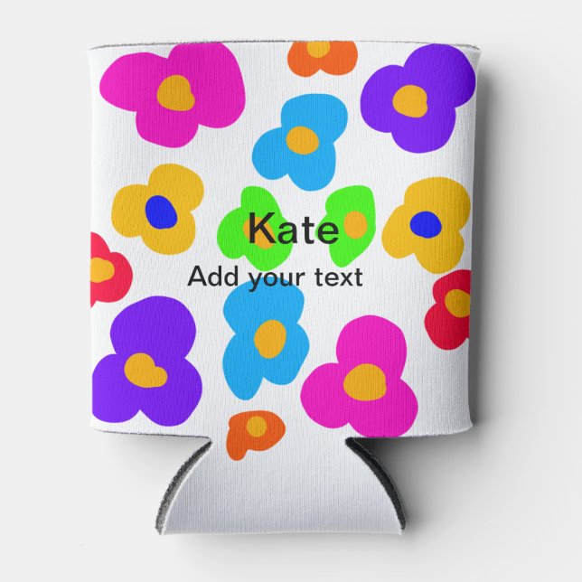 Rainbow flower pride love add name text lqbtq abst can cooler (Front)