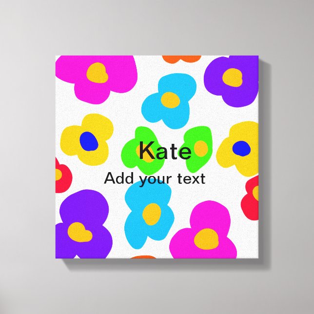 Rainbow flower pride love add name text lqbtq abst canvas print (Front)