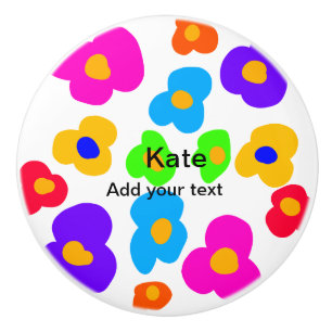 Rainbow flower pride love add name text lqbtq abst ceramic knob