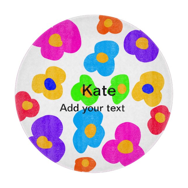 Rainbow flower pride love add name text lqbtq abst cutting board (Front)