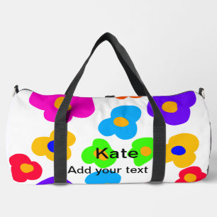 Rainbow flower pride love add name text lqbtq abst duffle bag