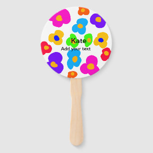 Rainbow flower pride love add name text lqbtq abst hand fan