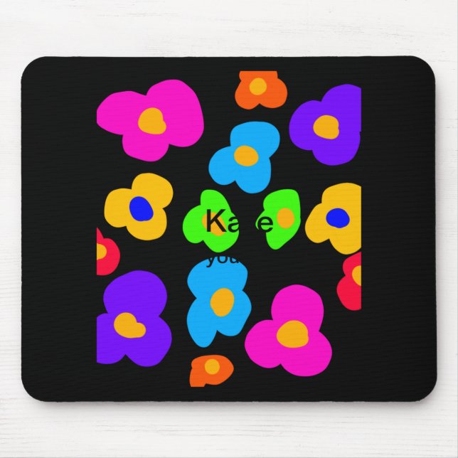Rainbow Flower Pride Love Add Name Text Lqbtq Abst Mouse Pad (Front)