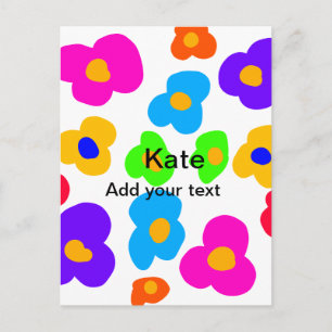 Rainbow flower pride love add name text lqbtq abst postcard
