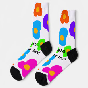 Rainbow flower pride love add name text lqbtq abst socks