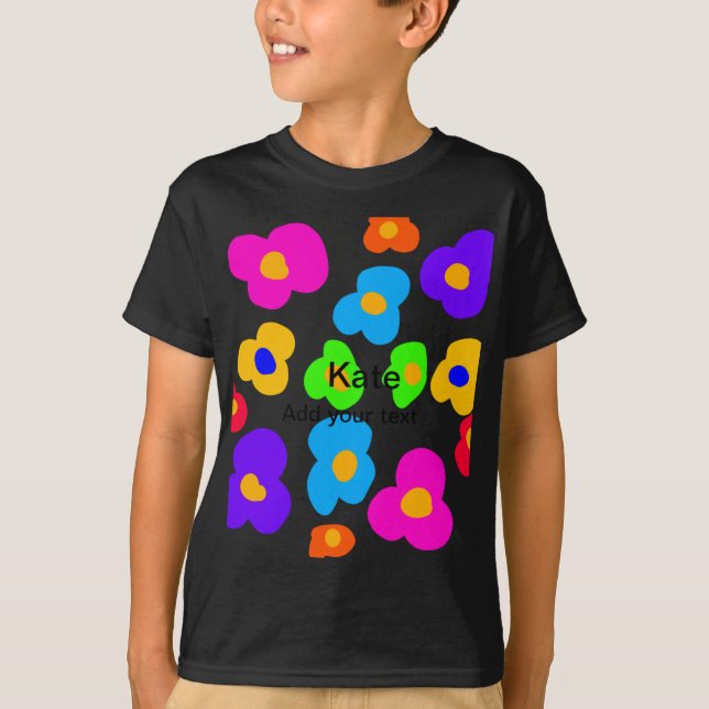Rainbow Flower Pride Love Add Name Text Lqbtq Abst T-Shirt (Front)
