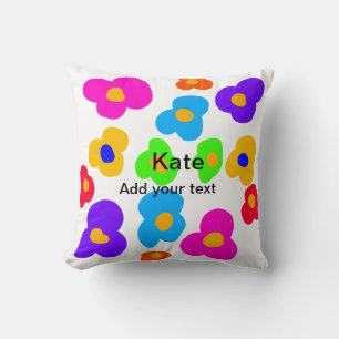 Rainbow flower pride love add name text lqbtq abst throw pillow