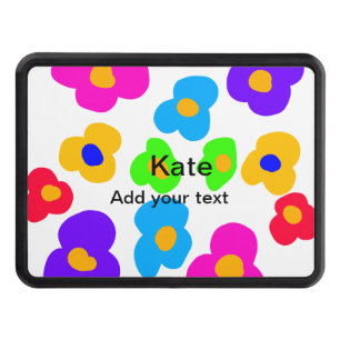 Rainbow flower pride love add name text lqbtq abst trailer hitch cover