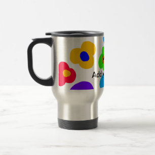 Rainbow flower pride love add name text lqbtq abst travel mug