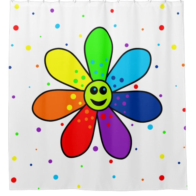 Rainbow Flower Shower Curtain (Front)