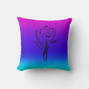 Rainbow Flower Throw Pillow