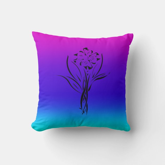 Rainbow Flower Throw Pillow (Front)