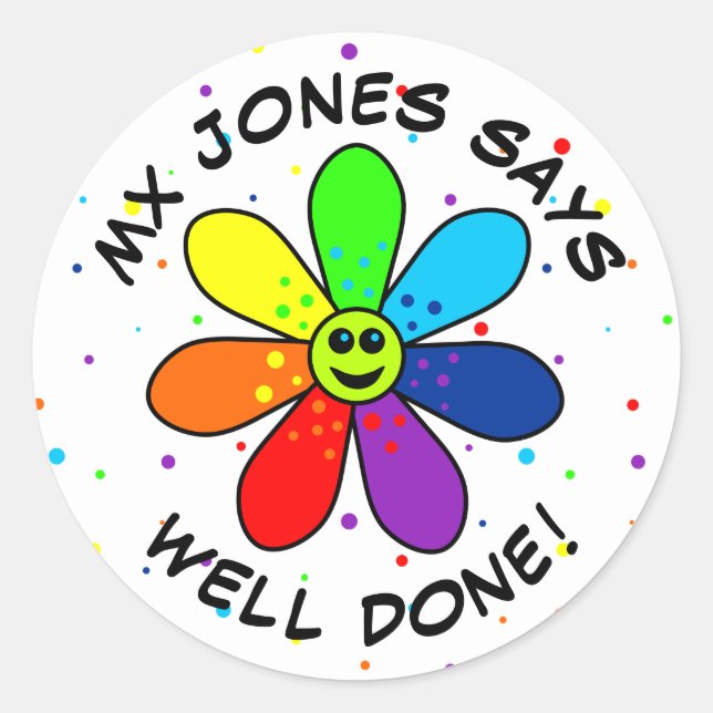 Rainbow Flower Well Done Stickers (Front)
