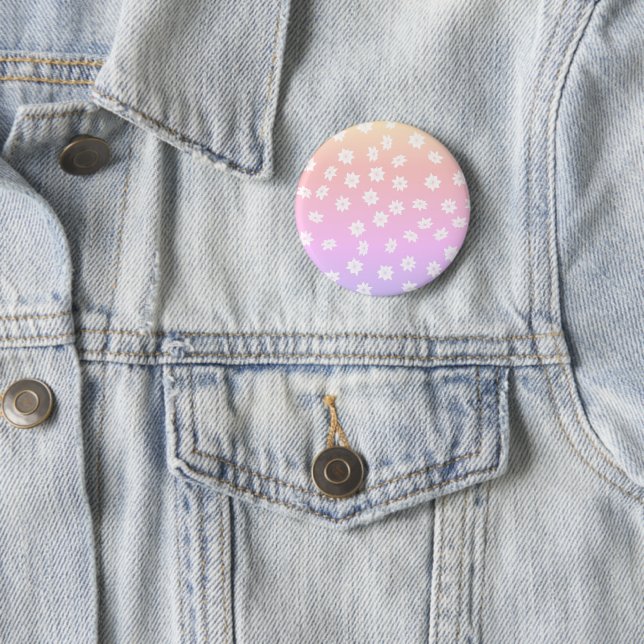 Rainbow Flowers 2 Inch Round Button (In Situ)