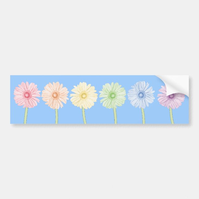 Rainbow Flowers Bumper Sticker (Front)
