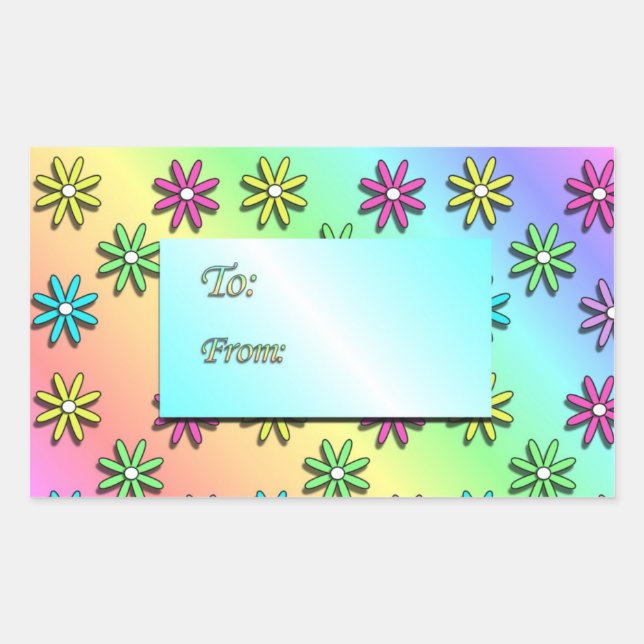 Rainbow Flowers Gift Tags (Front)
