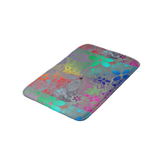 Rainbow Flowers In Lace Bath Mat