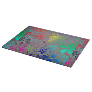 Rainbow Flowers In Lace Cutting Board