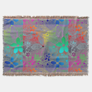Rainbow Flowers In Lace Throw Blanket