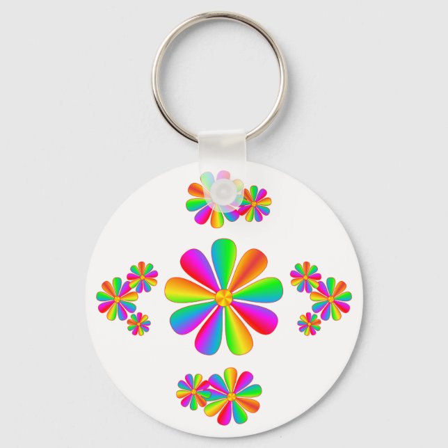 Rainbow Flowers Keychain (Front)