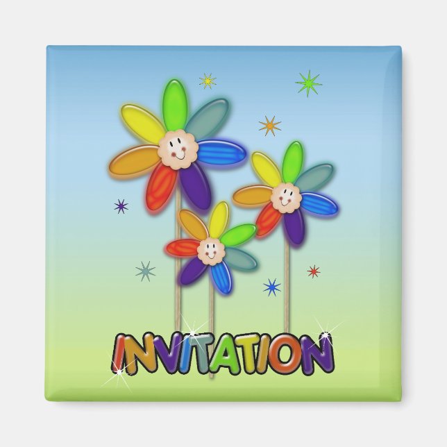 rainbow flowers magnet (Front)
