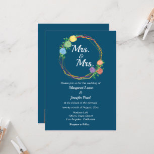 Rainbow Flowers Mme lesbian faire-part de mariage 