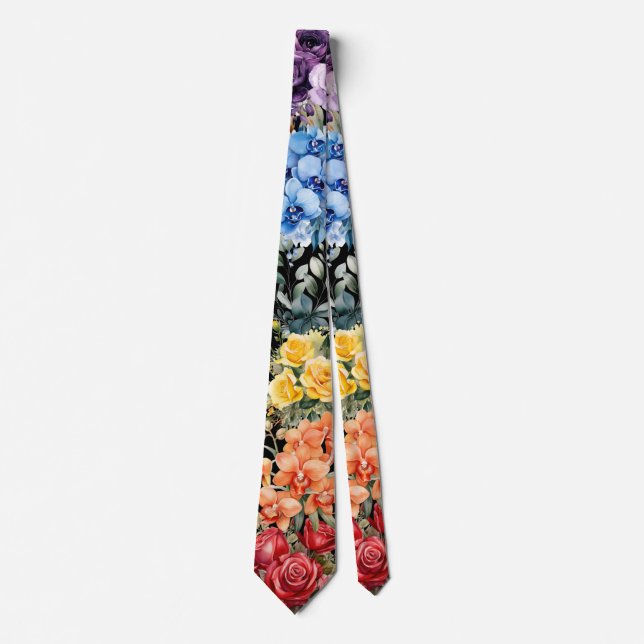 Rainbow Flowers Neck Tie (Front)