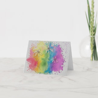 Rainbow Flowers Thank You Card