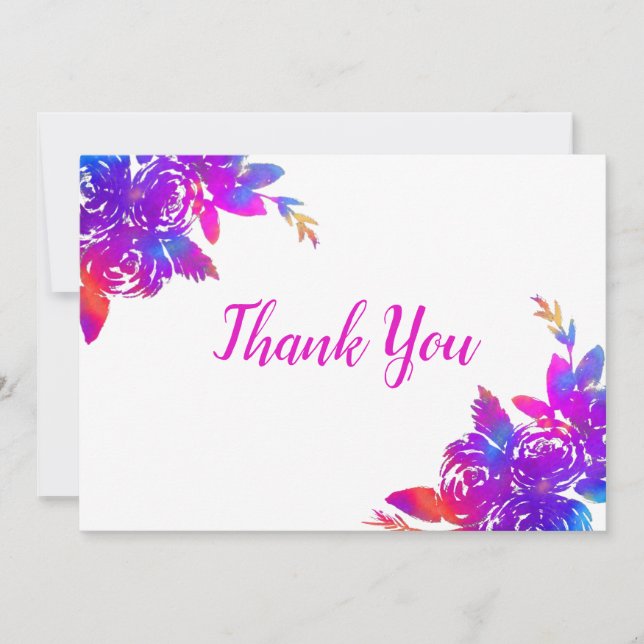 Rainbow Flowers Thank You Card (Front)