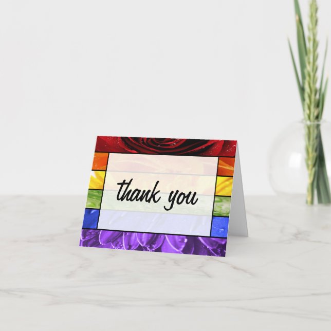 Rainbow Flowers Thank You Card (Front)