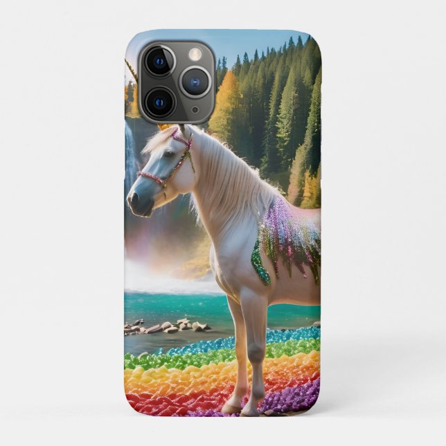 Rainbow Flowers Unicorn Green Trees Waterfall Lake Case-Mate iPhone Case (Back)