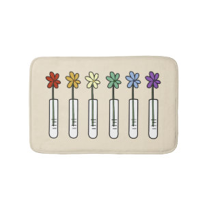 Rainbow Flowers with Science Beaker Bath Mat