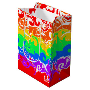 Rainbow Fluid Art Birthday Medium Gift Bag