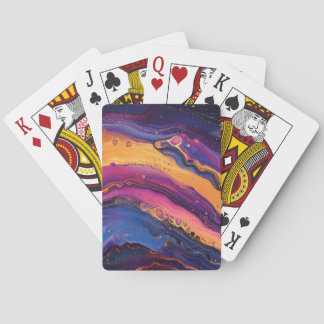 Rainbow Fluid Pour Purple & Orange Colourful Playing Cards
