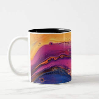 Rainbow Fluid Pour Purple & Orange Colourful Two-Tone Coffee Mug