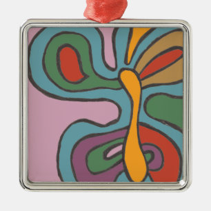 Rainbow Flutterfly Metal Ornament