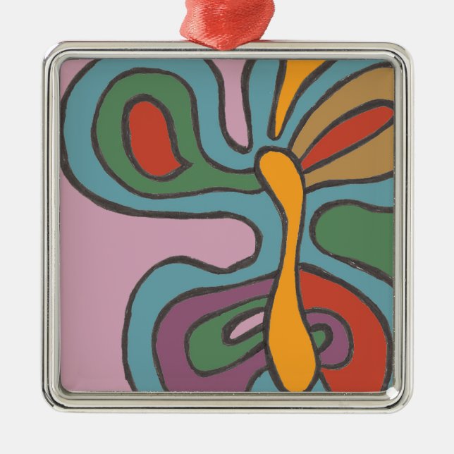 Rainbow Flutterfly Metal Ornament (Front)