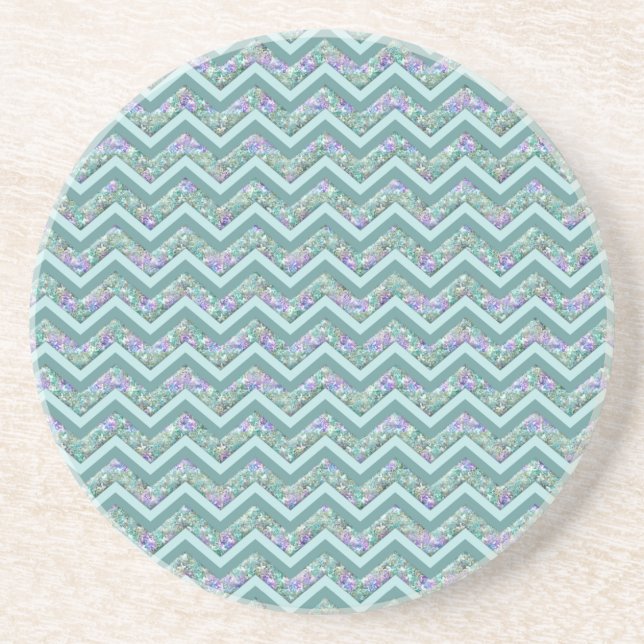 Rainbow Foil ZigZag Pattern Coaster (Front)