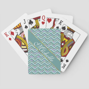 Rainbow Foil ZigZag Pattern Playing Cards