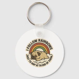 Rainbow Follower Pug St.Patrick's Day Keychain