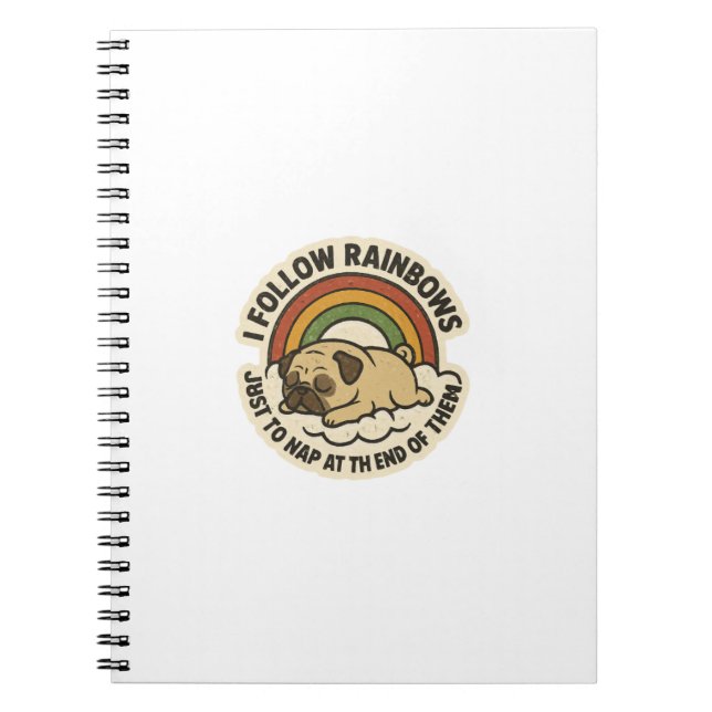 Rainbow Follower Pug St.Patrick's Day Notebook (Front)