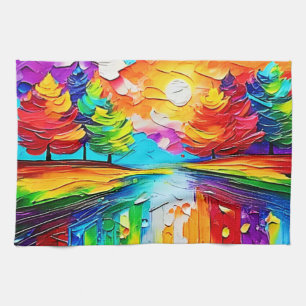 Rainbow Forest Sunset Dreams Kitchen Towel